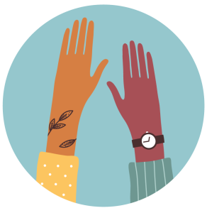 2 hands reaching up