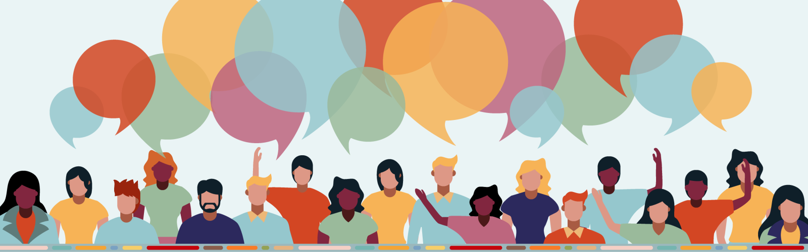 diverse people with talk bubbles